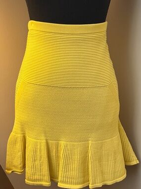 RACHEL Rachel Roy Bright Yellow Knit Flounce Skirt